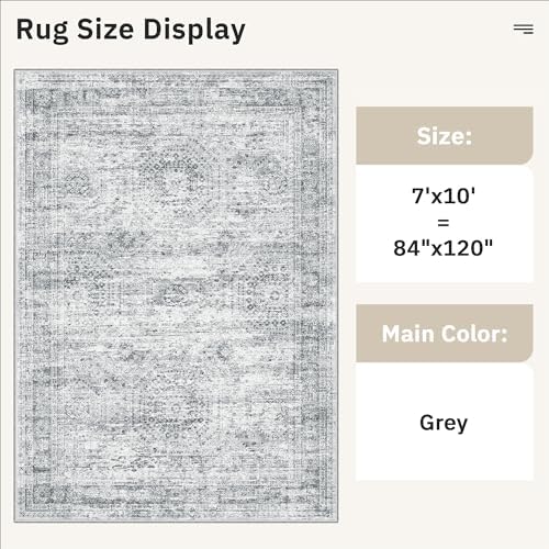 Soalmost 7x10 Area Rug for Living Room Washable Rugs Non-Slip Grey - Image 5