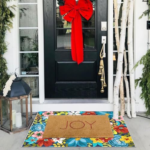 Front Door Mat Outside Entrance - 2x3 Colorful Botanical Floral Rug - Image 4