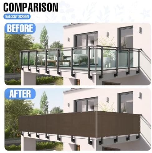 E&K Sunrise 3' x 289' Balcony Privacy Fence Screen Cover with Zip Ties Outdoor Screen Fence UV Protection for Deck Patio Backyard Apartment Pool Porch (Brown) - Image 3