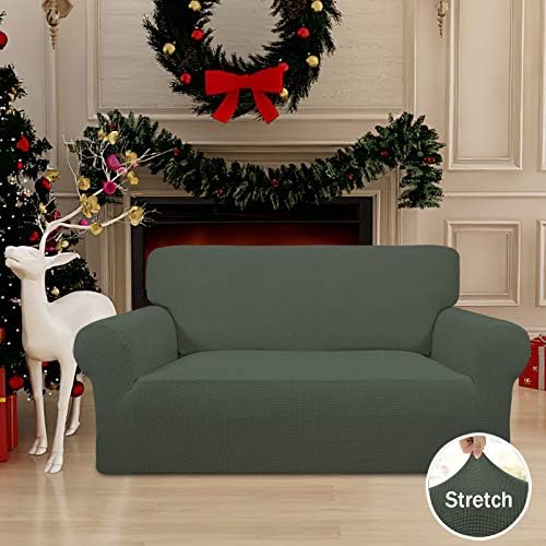 Easy-Going Stretch Loveseat Couch Covers Washable Olive Green - Image 2