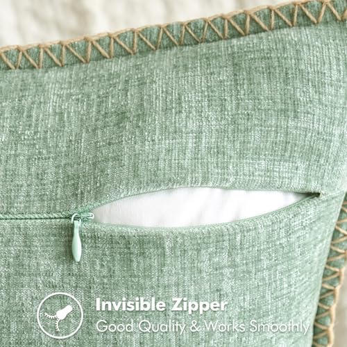 MIULEE Decorative Couch Throw Pillow Covers 18x18 Inch Greyish Green 2 Pack - Image 3