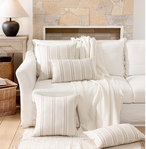 Hckot Terracotta Throw Pillow Covers 24x24 Set of 2 Striped Pillow Covers - Image 5
