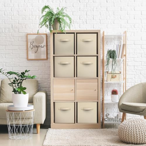 Sorbus Fabric Storage Cubes, 8 Pack, with Handles (13 Inch, Beige) - Image 2