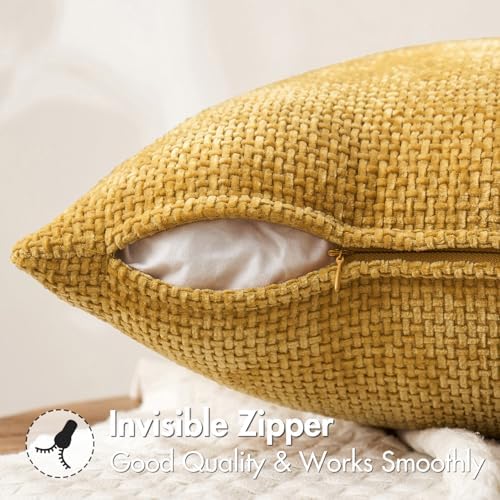 MIULEE Decorative Couch Throw Pillow Covers 20x20 in Mustard Yellow 2 Pack - Image 5