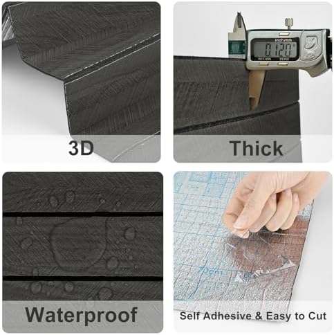 Wood Slat Shiplap Wall Panel Grey Black 3D Wood Panels for Wall | Removable Peel and Stick Wallpaper Acoustic Wooden Slat Wallpaper for Bedroom Cabinet Backsplash TV Background Ceiling Decor - Image 5