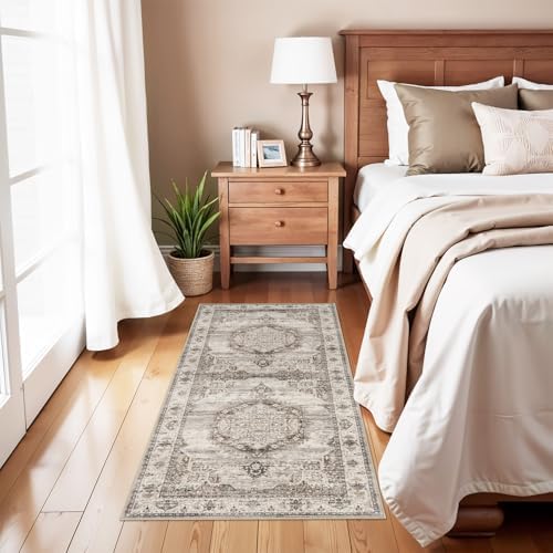 Washable Area Rugs 2x4 Entryway: Soft Ultra Thin Low Pile Mat Machine Washable Indoor Doormat Lightweight Entry Rug Anti Slip Backing Rugs for Living Room Bedroom Kitchen 2'x4' Beige - Image 3