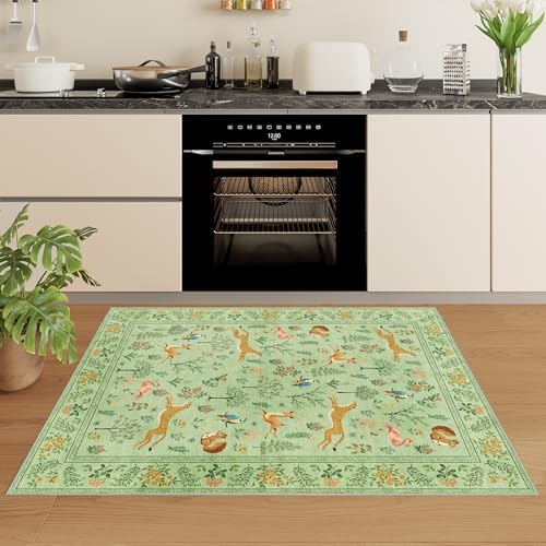 DUKINO 2x3 Entryway Rug, Washable Door Mat Animal Kitchen Rug, Light Green - Image 6