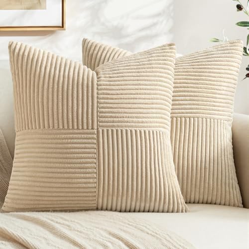 MIULEE Natural Beige Decorative Throw Pillow Covers for Couch 20x20 Inch by MIULEE