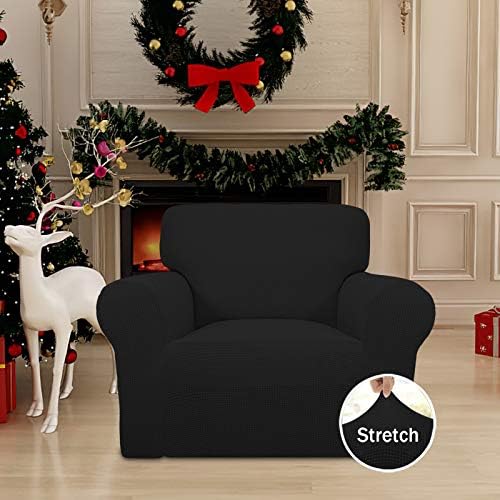 Easy-Going Stretch Chair Slipcover with Arm Washable Black - Image 2