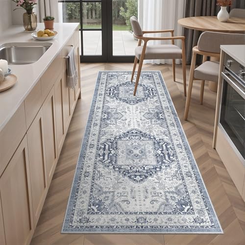Madane Washable Runner Rug 2x6 Runners for Hallways Non Slip, Navy/White - Image 4
