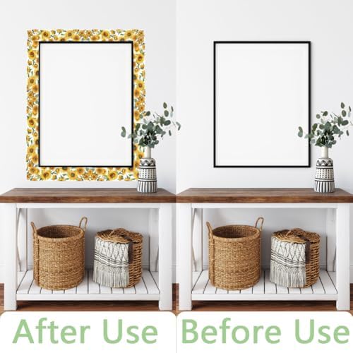 Sunflower Wall Border Wallpaper Border Decal Peel and Stick 19.7 x 4 Inch Sunflower Pattern PVC Decorative Molding Trim Stickers for Bathroom Laundry Kitchen Backsplash Home Decoration - Image 5