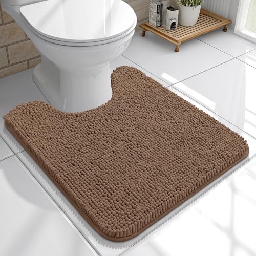 OLANLY Toilet Rugs U-Shaped 20x20, Soft Absorbent Chenille Contour Rugs by OLANLY
