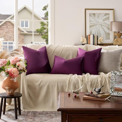 GIGIZAZA Velvet Pillow Covers 12x20 Decorative Pillows Pack of 2 Purple - Image 2