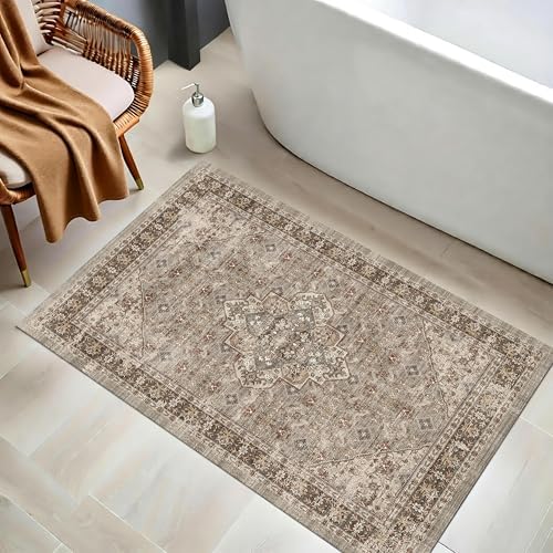 Washable Entryway Rug 2x3 Runner Rug Non-Slip Vintage Carpet by Winslssol