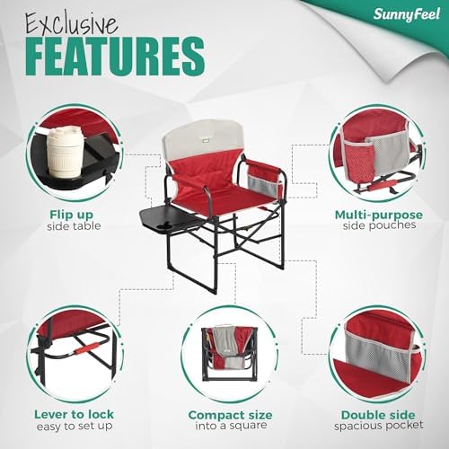SUNNYFEEL Oversized Directors Camping Chair for Adults with Side Table - Image 6