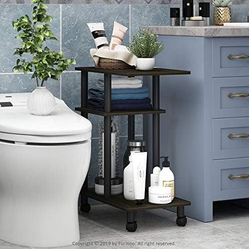 Furinno Turn-N-Tube C Shaped Side Table With Casters, Espresso/Black - Image 2