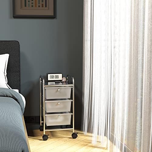 Simple Houseware 3 Drawers Rolling Utility Cart Art Craft Organizer, Chrome - Image 5