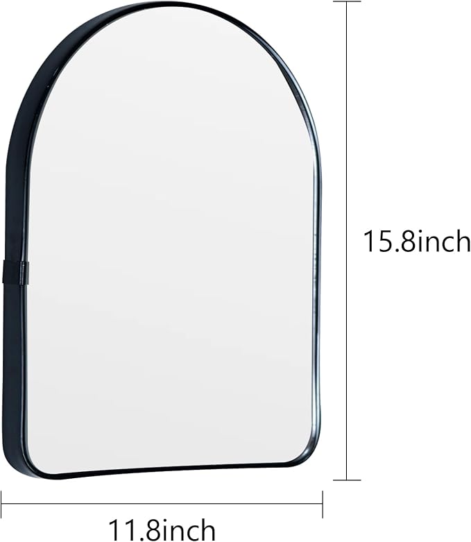 Funly mee Arched Wall Mirror, Wall-Mounted Plastic Mirror, for Bathroom and Vanity (Black, 11.8 x 15.8) - Image 5