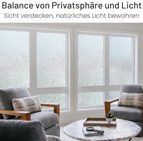 Haton Window Privacy Film, Frosted Stripe Non-Adhesive, 35.4" x 78.7" - Image 2