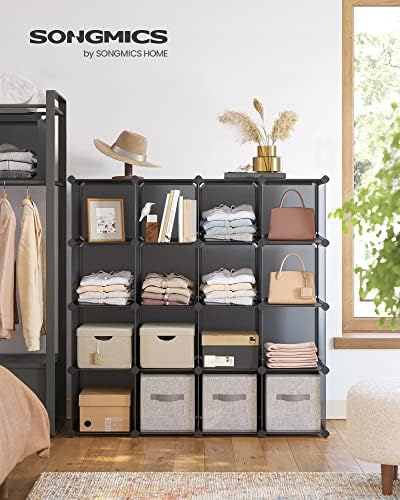 SONGMICS 16 Cube Storage Organizer，Plastic stackable cube shelf - Image 2