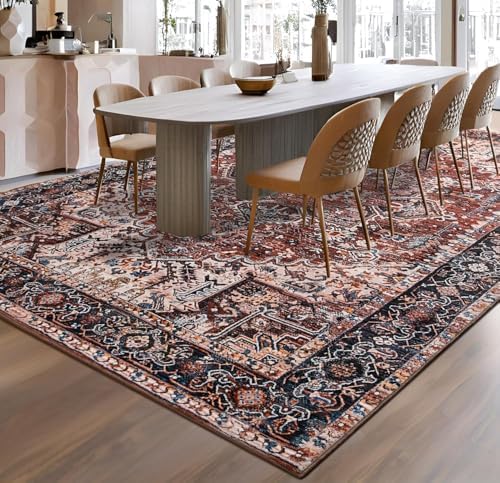 Hanples 5x7 Area Rugs for Living Room, Washable Rug Vintage Floral, Red - Image 5