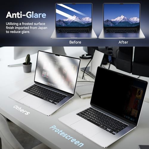 Magnetic Privacy Screen Protector Compatible with MacBook Air 15 Inch (2023-2026, M2 M3 M4 M5), Removable Anti Spy Blue Light Glare Shield Film Laptop Privacy Filter for Apple Mac Air 15.3 - Image 6