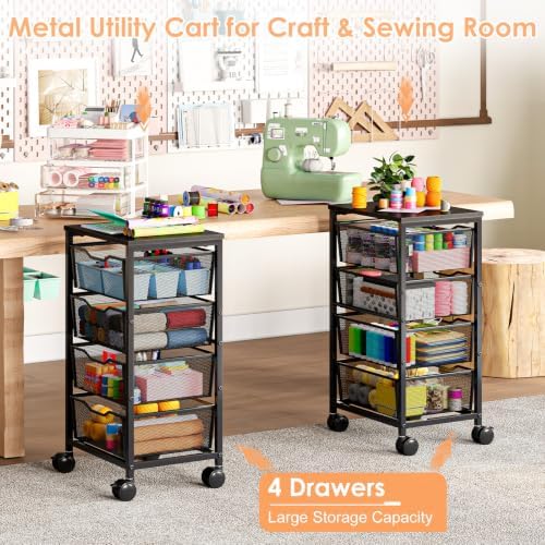 Hongtamoya Rolling Cart with Drawers, Storage Cart with Wheels, Black - Image 5