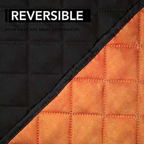 Easy-Going Reversible Couch Cover, Oversized Recliner, Orange/Black - Image 5