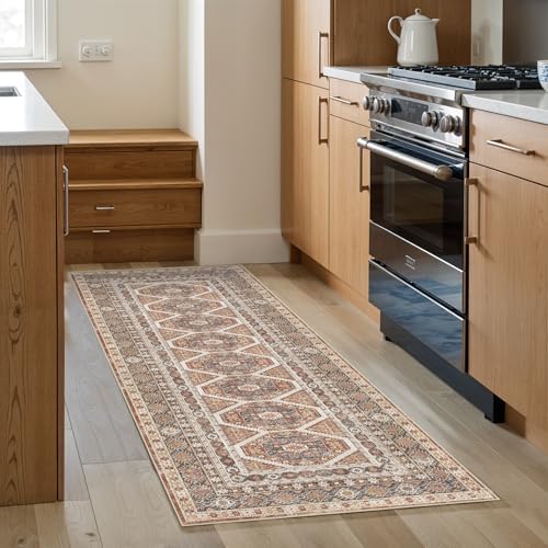 Ksrau 2x5 Runner Rug Washable Vintage: Non Slip Long Kitchen Runners Brick by Ksrau