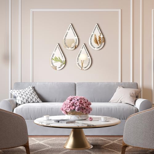 Yookeer 4 Pcs Espejos Decorativos para Sala Silver Mirror Wall Decor - Image 6