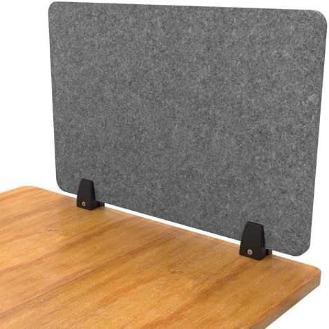 ReFocus Raw Clamp-On Acoustic Desk Divider, Noise-Reducing PET Privacy Panel for Offices, Sound-Dampening Desk Partition for Focused Work, Easy Installation Workspace Divider (24" × 16", Castle Gray) by SStandUpDeskStore