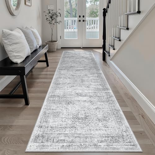 Soalmost Runner Rug 2x7 Washable Non-Slip Hallway Rugs for Kitchen Grey - Image 2