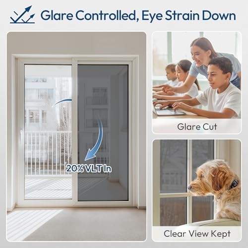 rabbitgoo Window Tint, One Way Privacy Film, Black Silver, 17.5" x 118.1" - Image 6