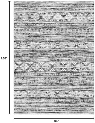Nakagishi Area Rug Living Room Rugs: 7X9 Machine Washable Boho Large Neutral Farmhouse Stain Resistant Moroccan Indoor Floor Carpet for Bedroom Nursery Dorm Dining Room Home-White Black - Image 2
