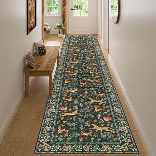 DUKINO 2.6x14 Runner Rug for Hallway, Washable Animal Rug Non Slip, Black - Image 6