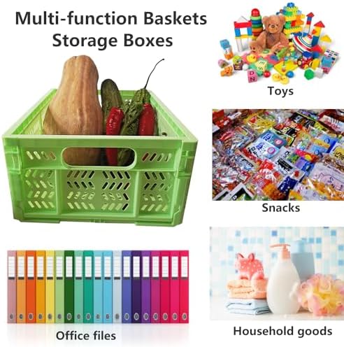 20L Folding Crate, 4Pack Plastic Storage Baskets Organizer for Home and Office,Collapsible Storage Crates for Home Office and Outdoor Organizer. (Green) - Image 4