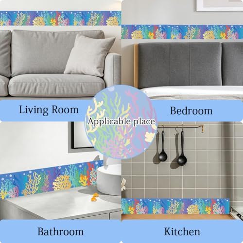 Coral Bulletin Board Borders 196.9 x 3.9 Inch, Under The Sea Borders Peel and Stick Ocean Theme PVC Decorative Die Cut Trim Sticker Roll for Summer Home Office Mirror Window Door Decoration - Image 7