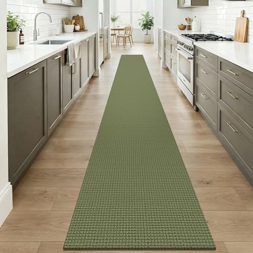 KOZYFLY Braided 2x20 Runners Rugs for Hallway, Extra Long Washable Runner Rug, Woven Non Slip Kitchen Runner, Cotton Entryway Rug, Floor Carpet for Entry, Aisle, Hall, Olive Green/Earthy Green - Image 2