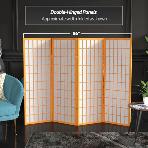 4 ft. Short Window Pane Shoji Screen - Honey - 4 Panels - Image 5