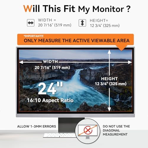 Mamol 24 Inch Computer Privacy Screen Filter for 16:10 Widescreen Monitor, Anti Glare & Blue Light Filter, Removable Anti-Scratch Screen Protector Film 24 in - Image 2