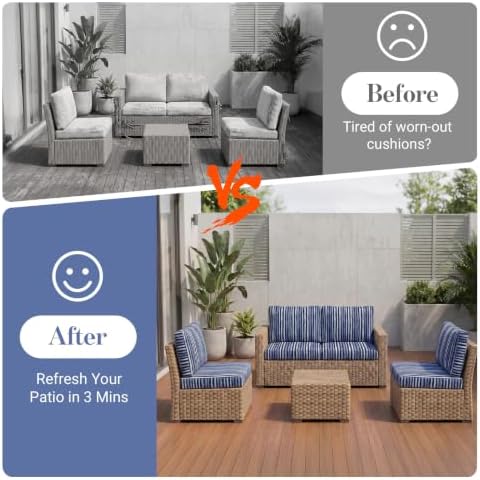 8Pcs Patio Cushion Covers Stretch Outdoor Furniture Protector Slipcovers - Image 5