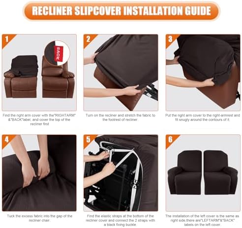 VANSOFY Stretch Recliner Loveseat Cover, Slipcover, Chocolate, 2 Seater - Image 4