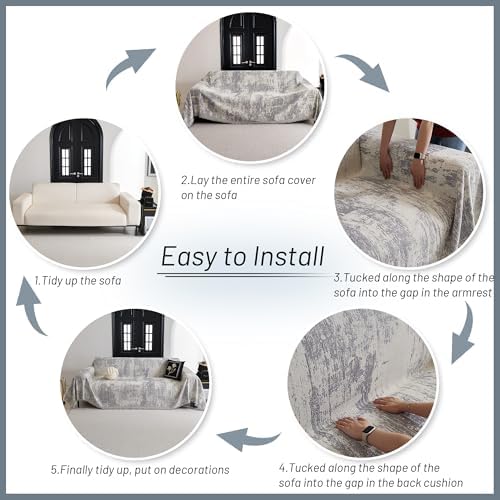 MYSKY HOME Couch Cover for Sectional Sofa Set Furniture Sofa Cover Washable for Dog Cat Pet Couch Cover 3 Cushion Couch Sofa Chenille Couch Protector Multi Use Couch Covers Blanket,91" X150" - Image 5