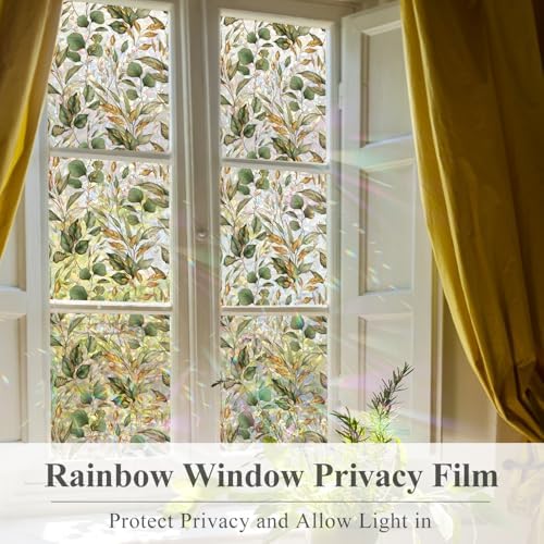 Window Privacy Film, Rainbow Stained Glass Window Film with Tools, Spring & Autumn Leaves, 16.93" x 78.74"(43X200CM) - Image 2