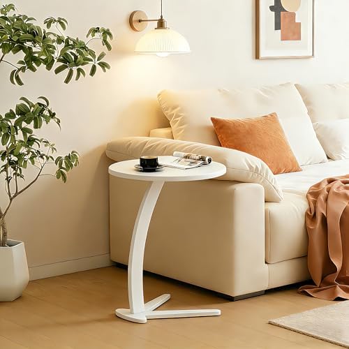 15 '' Couch Tables That Slide Under, C Shaped End Table, White (Medium) by fuyao%E5%93%81%E7%89%8C%E6%97%97%E8%88%B0%E5%BA%97