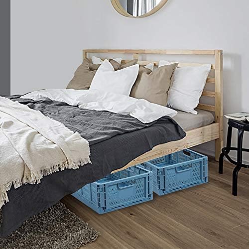 Plastic Drawer Organizer Collapsible Storage Boxes Crate,4-Pack Stackable Folding Storage Basket Closet Containers Toy Organiser for Home Office Bedroom Kitchen Drawer Pull Out Under Bed-Blue - Image 4