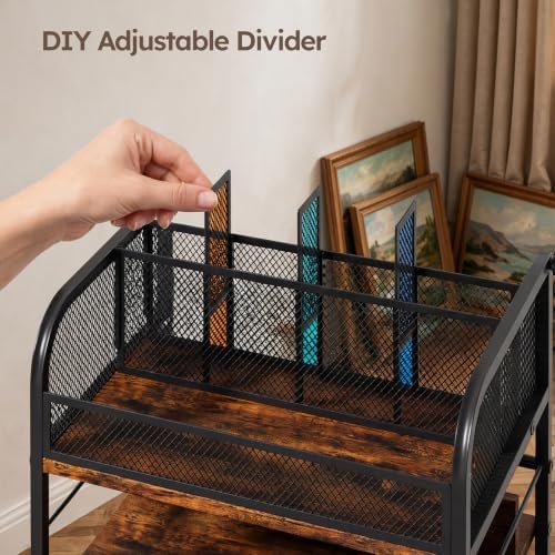 Homsorout Rolling Art Cart with 4 Drawers, Rustic - Image 4