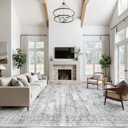 Soalmost 12x15 Washable Area Rugs Soft Living Room Rug Abstract Grey - Image 4