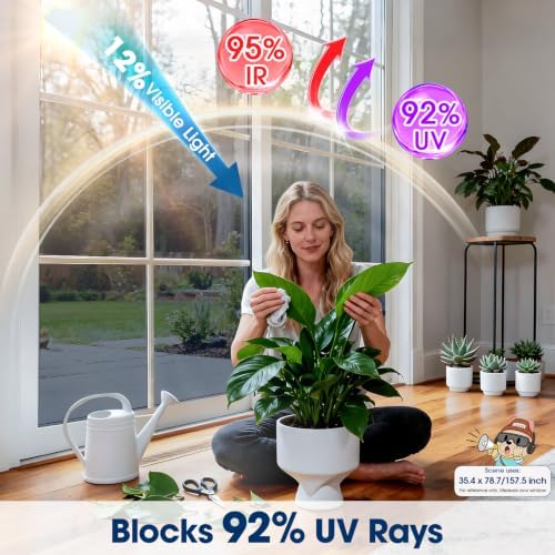 Coavas One Way Privacy Window Film Heat & Glare Control, 29.5"x78.7" Black - Image 2