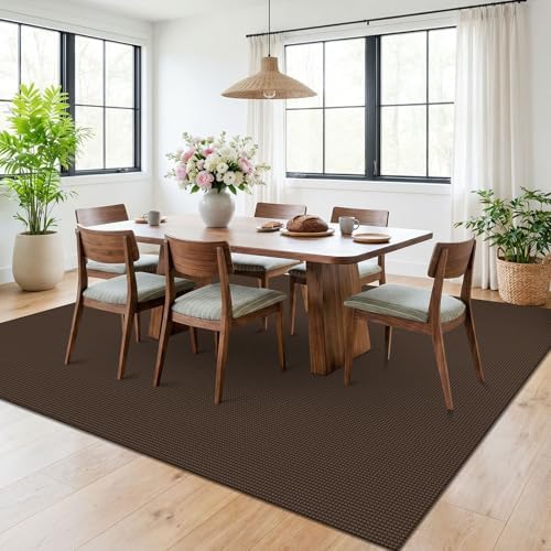 KOZYFLY 6x9 Dining Room Rugs, Washable Area Rug for Living Room, Non Slip Rugs for Bedroom, Braided Floor Carpet for Nursery, Office, Cotton Rug Home Indoor Decor, Brown/Dark Brown - Image 2